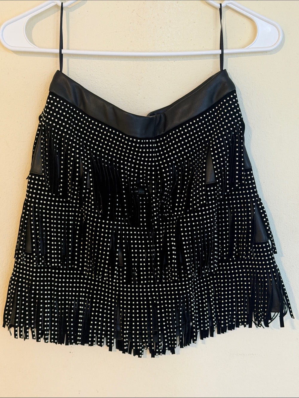 Sincerely Jules Black Studded Fringe Mini Skirt